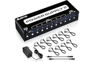 JOYO Guitar Pedal Power Supply 10 Isolated Output DC 9V 12V 18V Options for Distortion, Reverb, Chorus Effect Pedalboard Chains (JP-02)