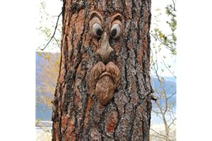 INNOLITES Tree Faces Decor Outdoor, 12 Inch Tree Face Outdoor Statues Old Man Tree Hugger Bark Ghost Face Decoration Funny Yard Art, Tree Decor Outdoor for Halloween Easter Garden Creative Props (B)