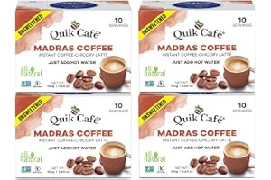 QUIK TEA Quik Cafe Unsweetened Madras Coffee - 5.64 Ounce (Pack of 4)
