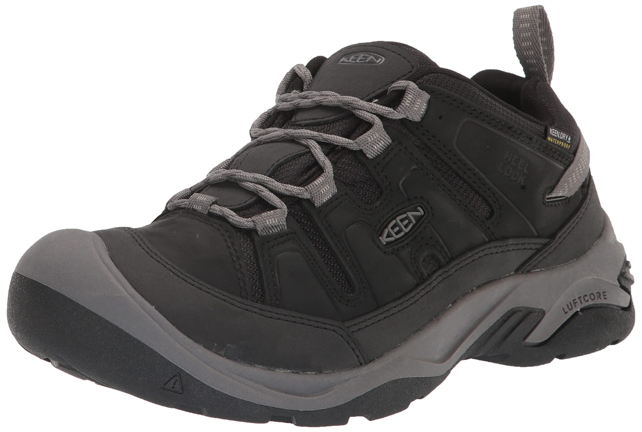 KEEN Men's Circadia Low Height Comfortable Waterproof Hiking Shoes, Black/Steel Grey, 9.5