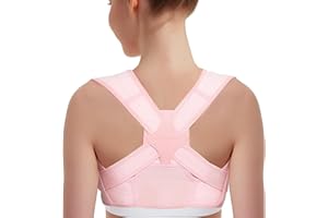 Vicorrect Posture Corrector for Women and Men: Adjustable Brace Straps for Upper Back Pain Relief and Shoulder Support (Pink, S/M)