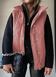 EVALESS Womens Fashion Cropped Puffer Vest Fall