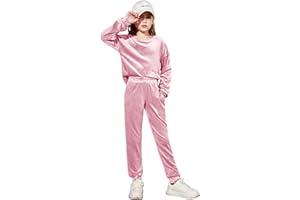 Arshiner Girls 2 Piece Outfit Sweatsuits Set Kids Velour Sweatshirts & Sweatpants Tracksuits Set for Girls