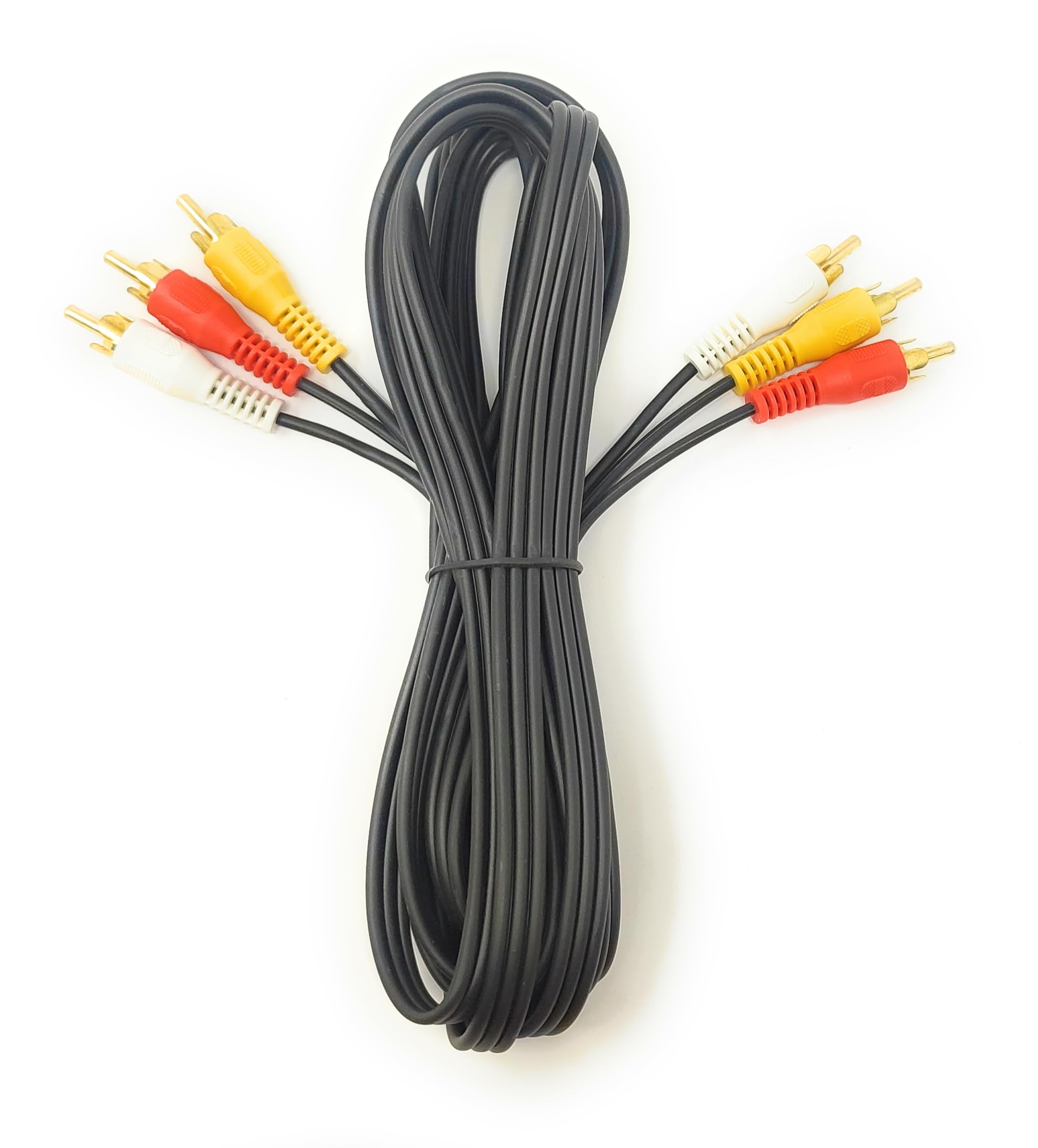 3m Triple 3 x RCA Male to 3 x RCA Male 24K Gold Plated Composite AV Audio Video Cable Compatible with Set-Top Box, Speaker, Amplifier, DVD Player (3m)