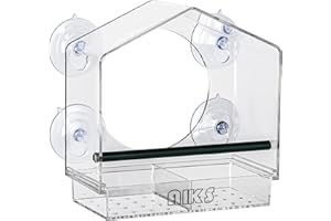 AIKS Window Bird Feeder with 4 Extra Strong Suction Cups, Large Outdoor Bird House for Cardinals Bluebird Chickadees etc.