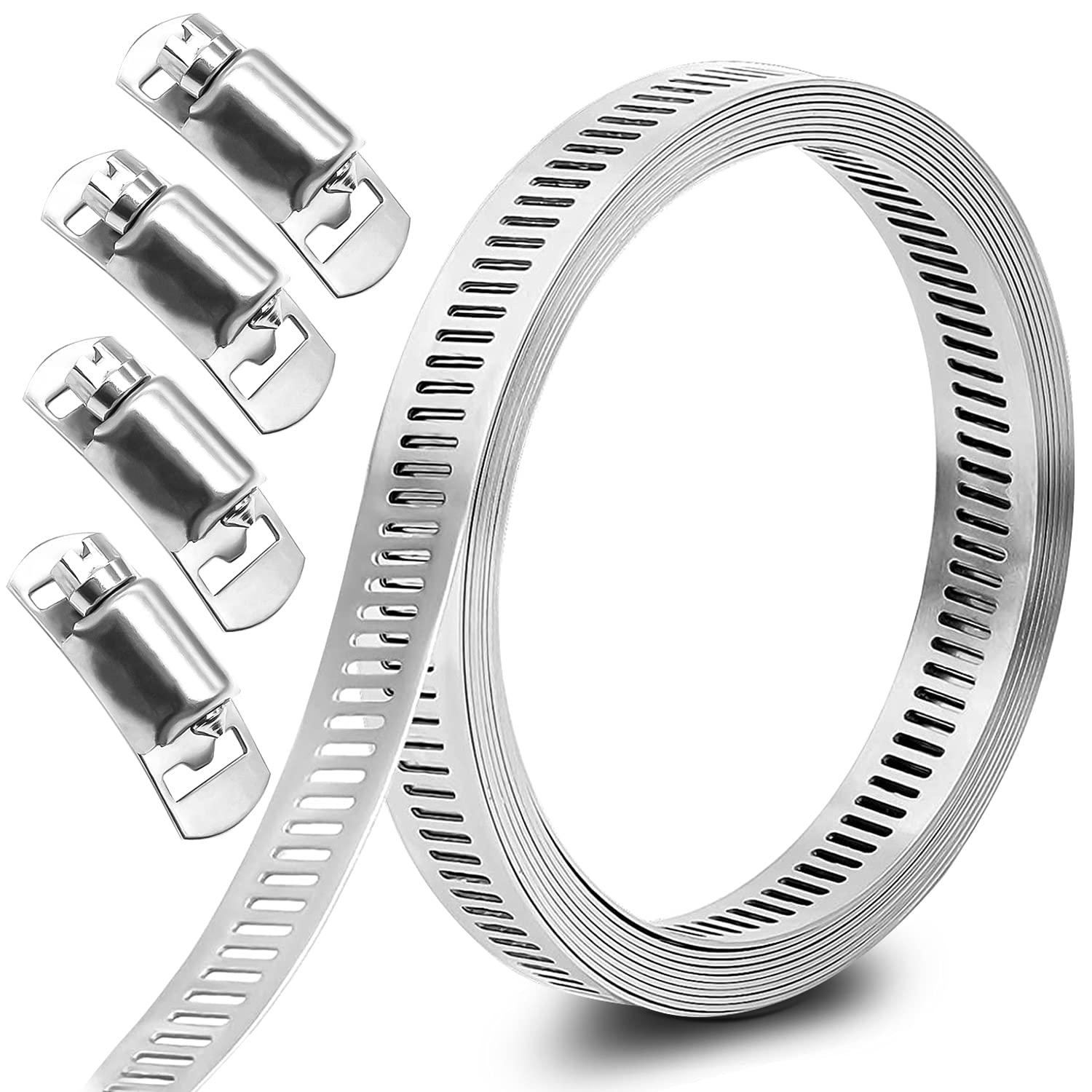 GIAK Hose Clips Adjustable Hoses Clamps Clamps Worm Stainless Steel Clamp for Home Gas Pipe Flexible Tube and Fuel Line Intercooler Pipe Plumbing