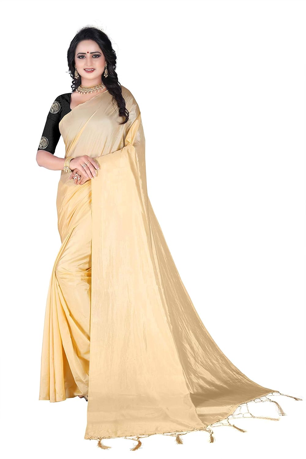 winlecart embrodered blouse plain silk saree