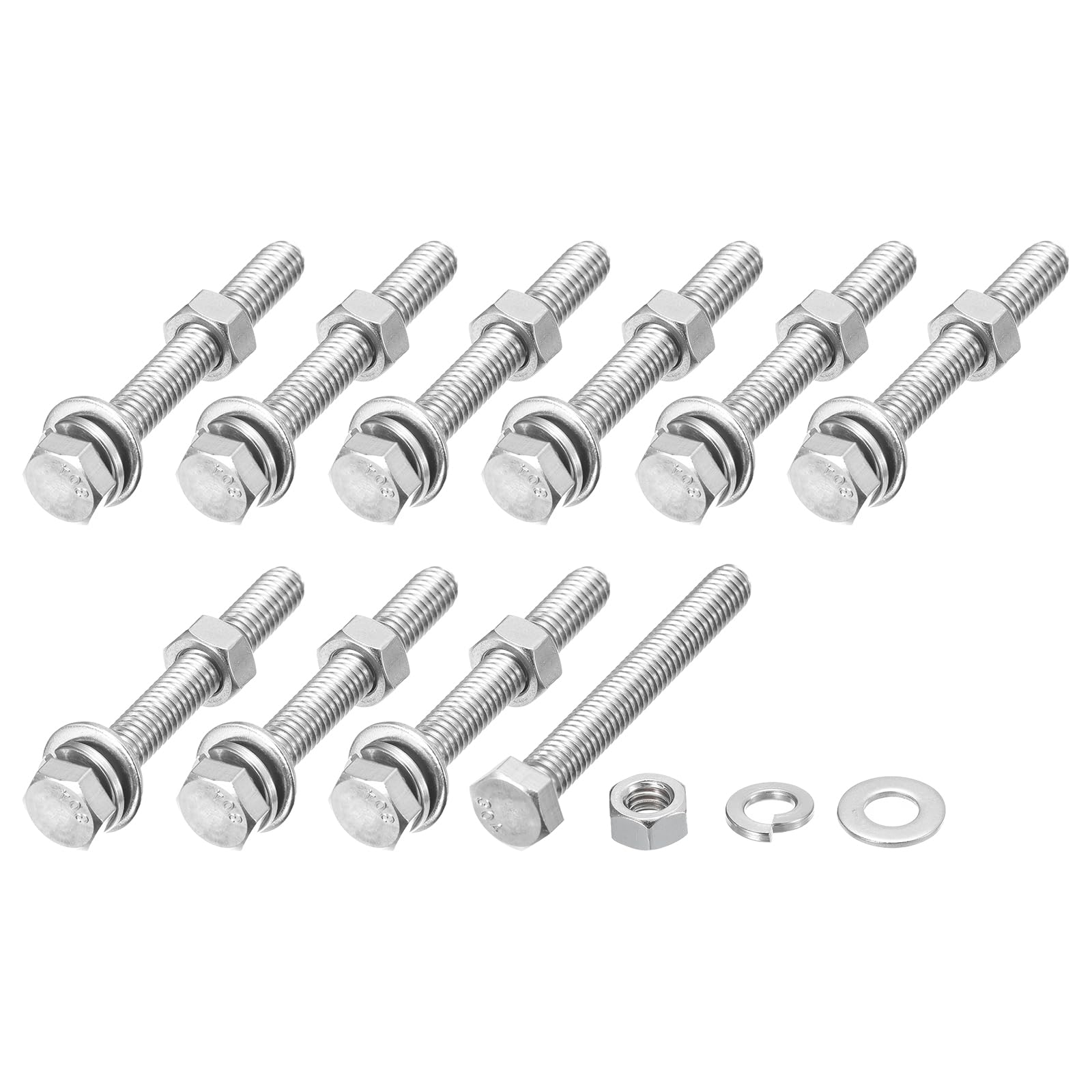 METALLIXITY Hex Head Screws Bolts, Nuts, Flat & Lock Washers Kits (5/16-18x2-1/2") 10 Set, Stainless Steel Fully Threaded Machine Screws Bolt Set - for Home Appliance Equipment โ image 1