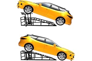Rovibek 2 Pack Hydraulic Car Ramps 5t 11000lbs, Car Lift Service Ramps, Heavy Duty Steel Cars Lift Ramp Height 11.6"-16.5", Auto Ramp for Changing Oil for Maintenance, Black