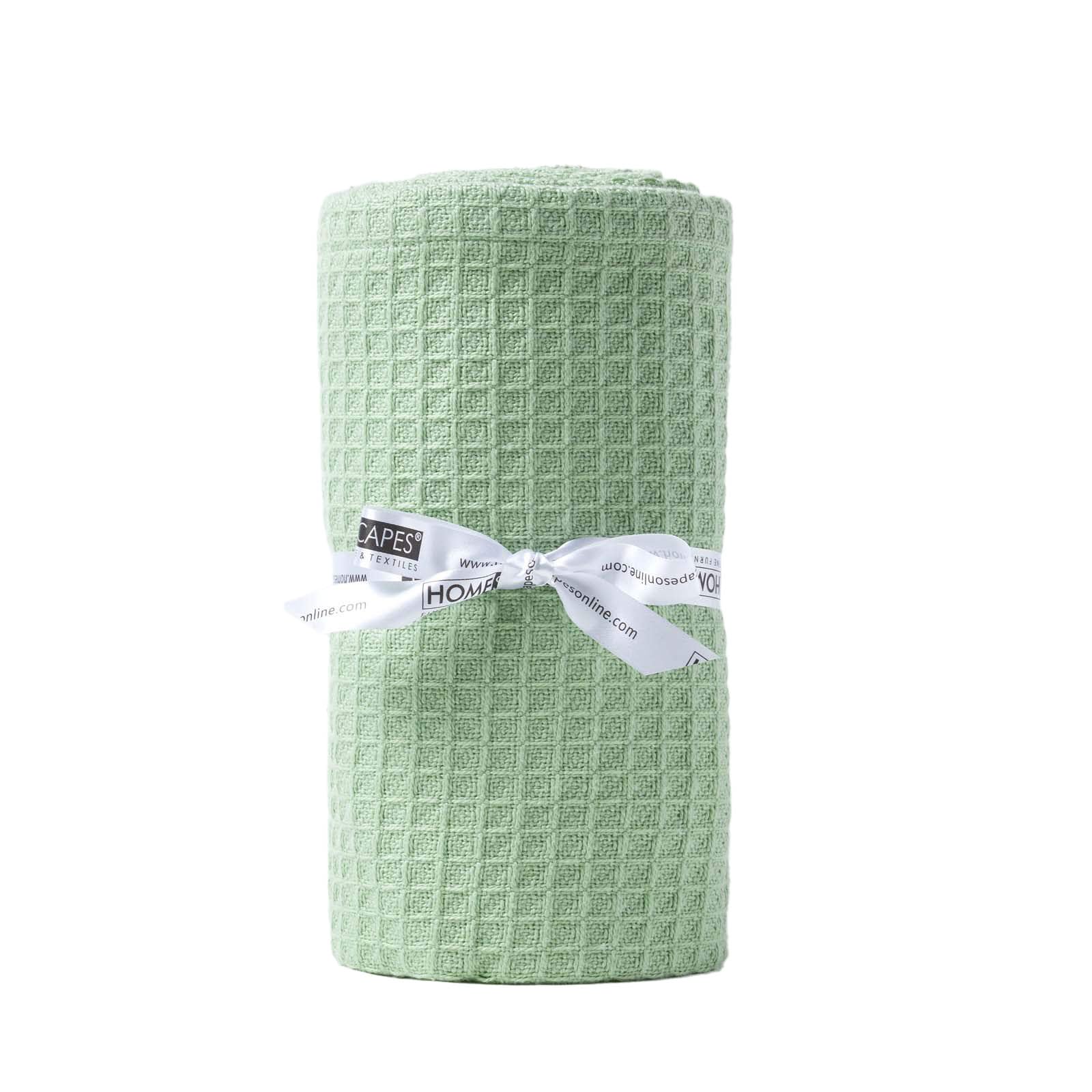 HOMESCAPES - 100% Organic Cotton Waffle Baby Blanket - Sage Green - Cot Size 90 x 112 cm - Super Soft Combed Cotton