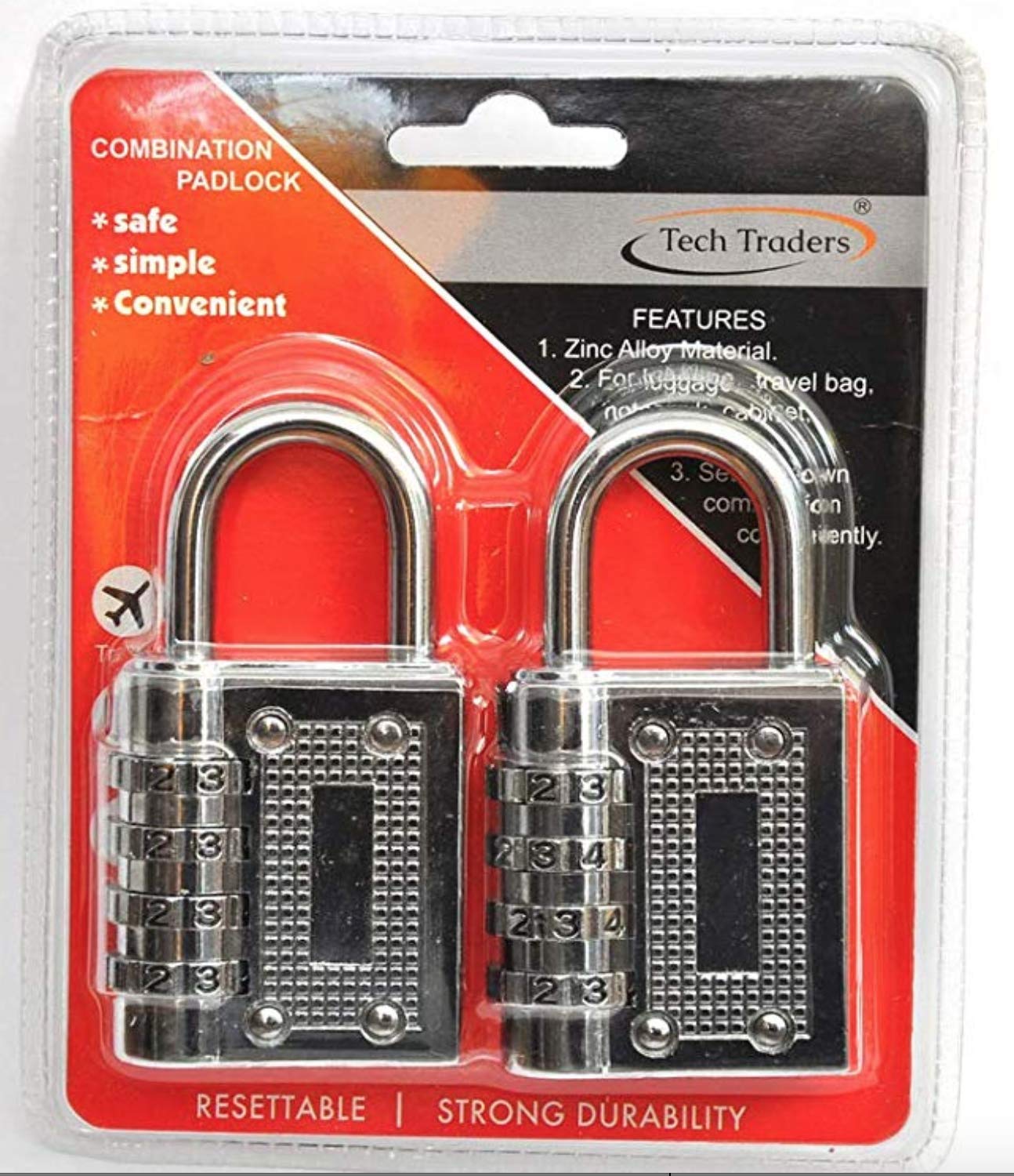 Combination Padlock, Resettable Heavy Duty 4 Digit Combination Security Padlock for Gym, School, Garage, Tool Box, Garden Gate & Outdoor Shed Locker – Black [2-Pack]