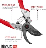 Kimura 8" Pro Bypass Garden Secateurs - Heavy Duty SK5 Japanese Steel view 4