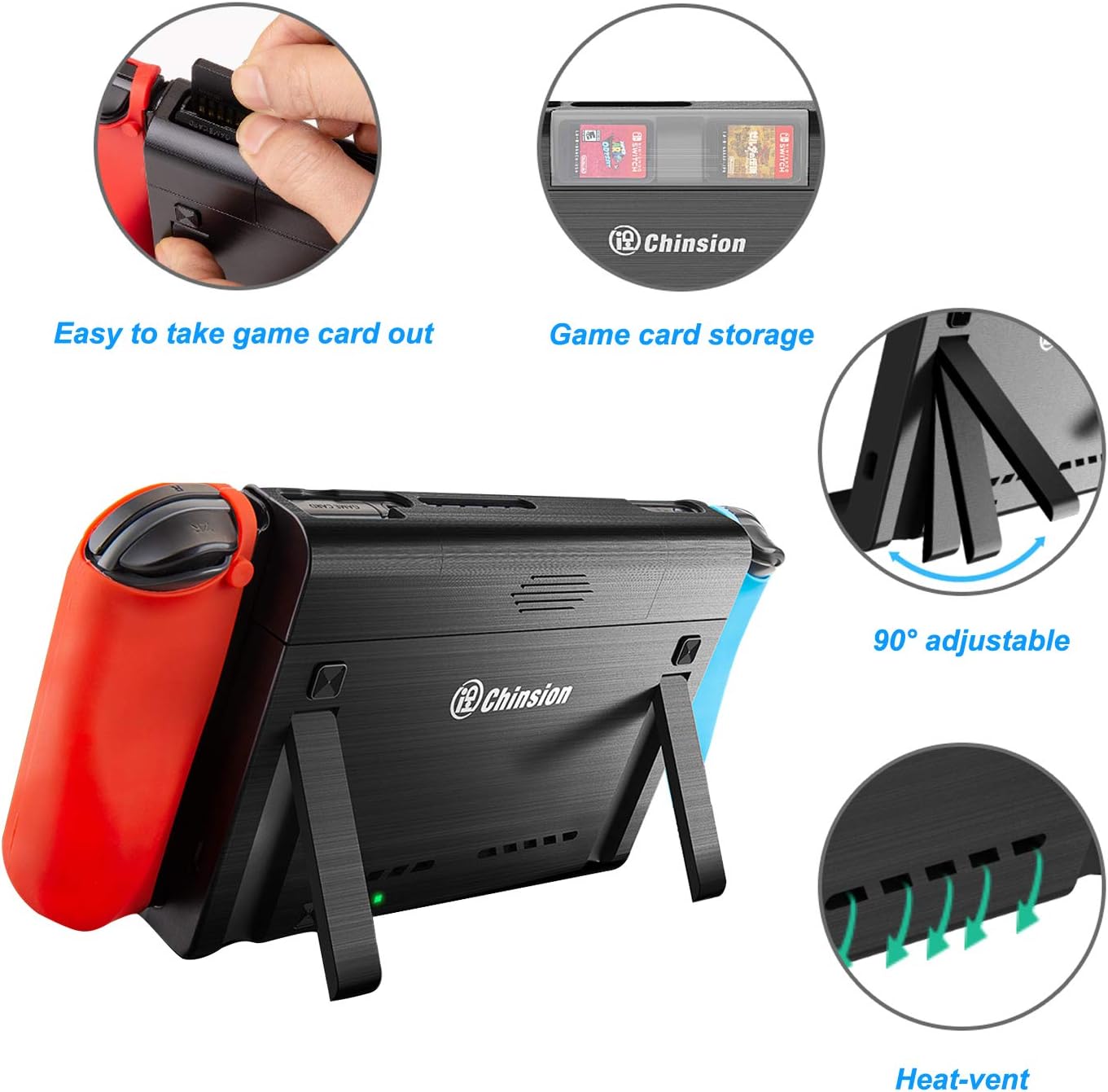 ID CHINSION 10000mAh Battery Charger Case for Nintendo Switch, Portable Pop-Up Backup Extended Travel Battery Pack for Switch Games and Accessories, Black: Toys & Games