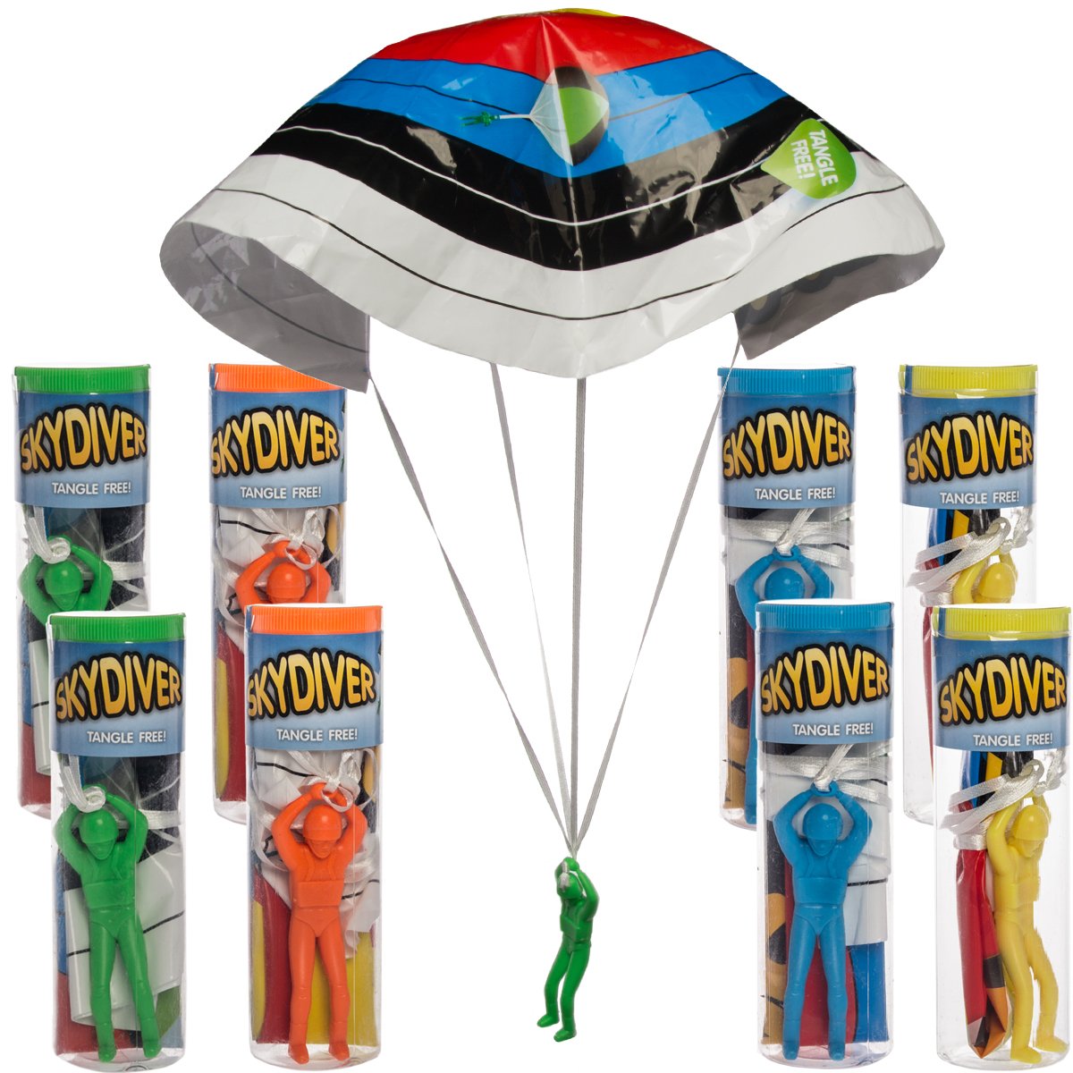 Regent (8 Pack) Tangle Free Plastic Army Man Sky Diving Parachute Toys