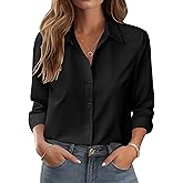Zeagoo Button Down Shirts for Women Dressy Floral Printed Long Sleeve Blouse Business Casual Work Tops