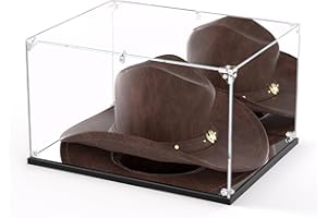 DOFOPO Clear Acrylic Display Case, Cowboy Hat Showcase, Panama & Tweed Organizer with Mirror Backplate & Base uv Protection and Transparency Memorabilia Collectibles(16.5*13*7.9inch,42*33*20cm)