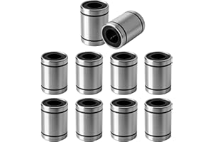 Saipor 10Pcs LM8UU Linear Ball Bearings 8mm Bore Linear Motion Bushing Carbon Steel Double Side Rubber Sealed LM8UU Bearing R
