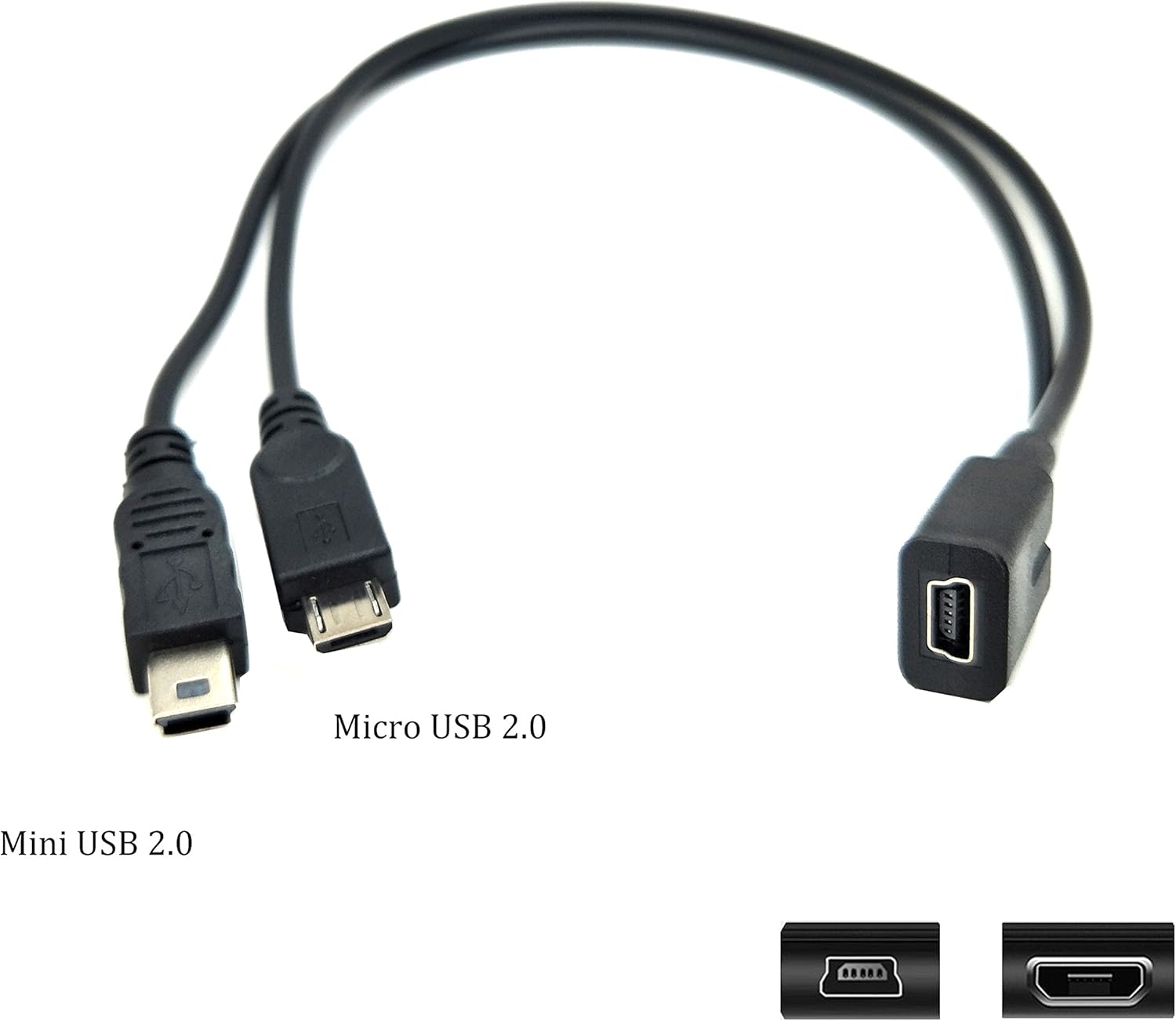 Duttek Mini USB Y Splitter Cable, Mini USB Female to Micro USB Male and Mini USB Duttek Mini USB Y Splitter Cable, Mini USB Female to Micro USB Male and Mini USB