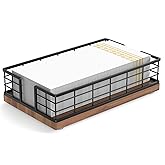 Wican Guest Towel Holder Tray for Bathroom, Oak and Iron Napkins Holder for Powder Room Dinning Table Wooden Basket for Disposable Paper Hand Towels Black & Walnut