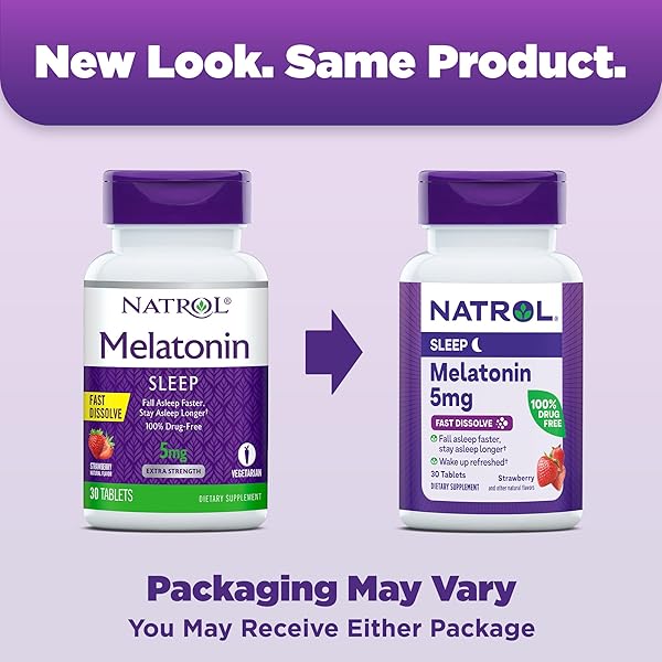 NATROL FAST DISSOLVE MELATONIN 5 MG, MELATONIN SUPPLEMENTS FOR RESTFUL SLEEP, SLEEP SUPPORT FOR ADULTS, 30 STRAWBERRY-FLAVORED TABLETS, UP TO A 30 DAY SUPPLY
