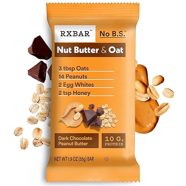 RXBAR NUT BUTTER AND OAT PROTEIN BARS, PROTEIN SNACKS, SNACK BARS, DARK CHOCOLATE PEANUT BUTTER, 23.2OZ BOX (12 COUNT)