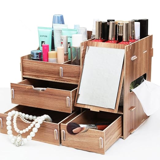 title=PhantomSky DIY Contenitore in Legno Creativo- Perfetta Scatola Desktop 3 Strati