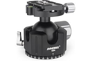 Low Profile Tripod Ball Head-INNOREL Panoramic CNC Metal Camera Tripod Ballhead with 1/4" Arca Swiss Quick Release Plate Aluminum Alloy head for Tripods,Monopod,DSLR,Camcorder,Max Load 66lb/30kg (G54)