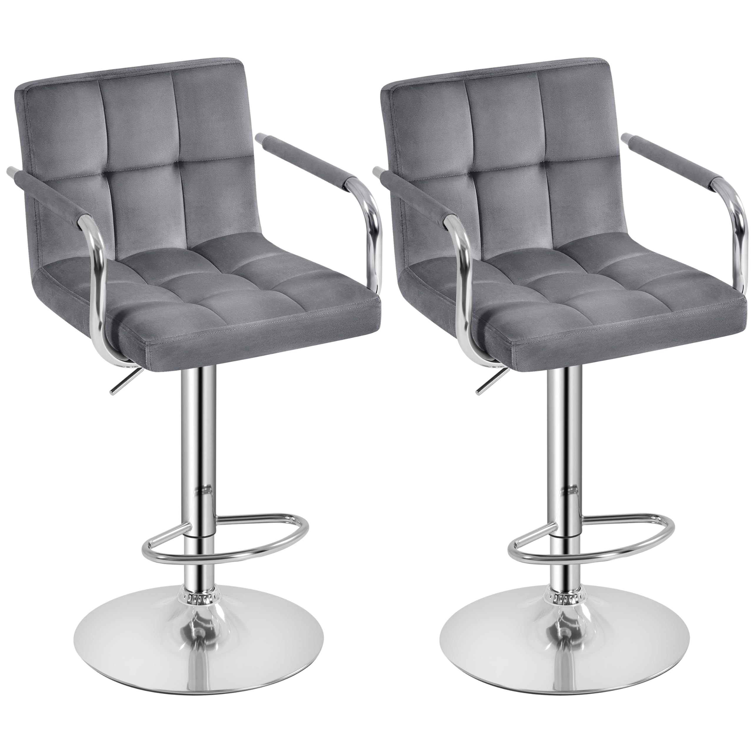 Yaheetech Counter Height Bar Stools Set of 2 Velvet