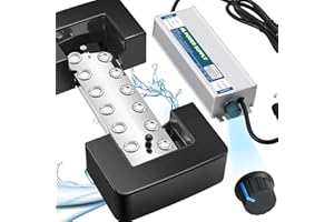 Mxmoonant Adjustable 12 Head Ultrasonic Mist Maker, 0-8400ml/h High Output Pond Fogger for Greenhouse, Mushroom Grow Tent & Halloween Decor, 400W Power Supply, with Float & 10 Spare Discs 110V