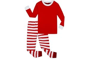 Family Feeling Striped Boys Girls 2 Piece Christmas Pajamas Set 100% Cotton Pjs