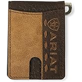 ARIAT Bifold Money Clip Roughout Crocodile Wallet, Tan
