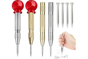 CZAYEFNH 8 PCS Adjustable Impact Spring Loaded Center Punch Tool for Metal, Wood, Plastic, Glass - Auto Center Punch With 8 P