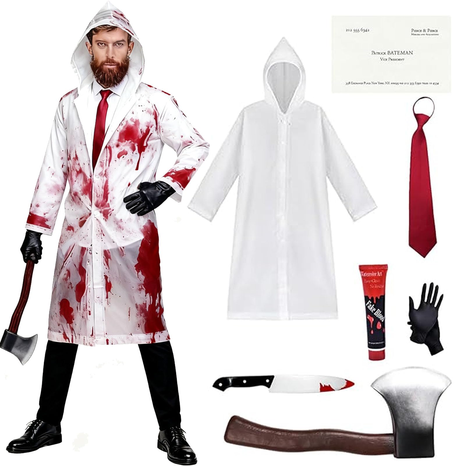 Forfamy Adults Psycho Costume Mens Psycho Costume for Halloween Party
