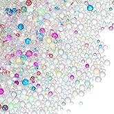 PATIKIL 1-3mm Mini Glass Bubble Beads 200g Tiny Iridescent Beads No Hole Water Droplet Balls for DIY Crafting Nail Art Resin Filler, Colorful