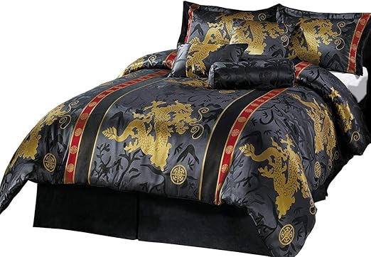 Amazon Com Chezmoi Collection 7 Piece Palace Dragon Jacquard