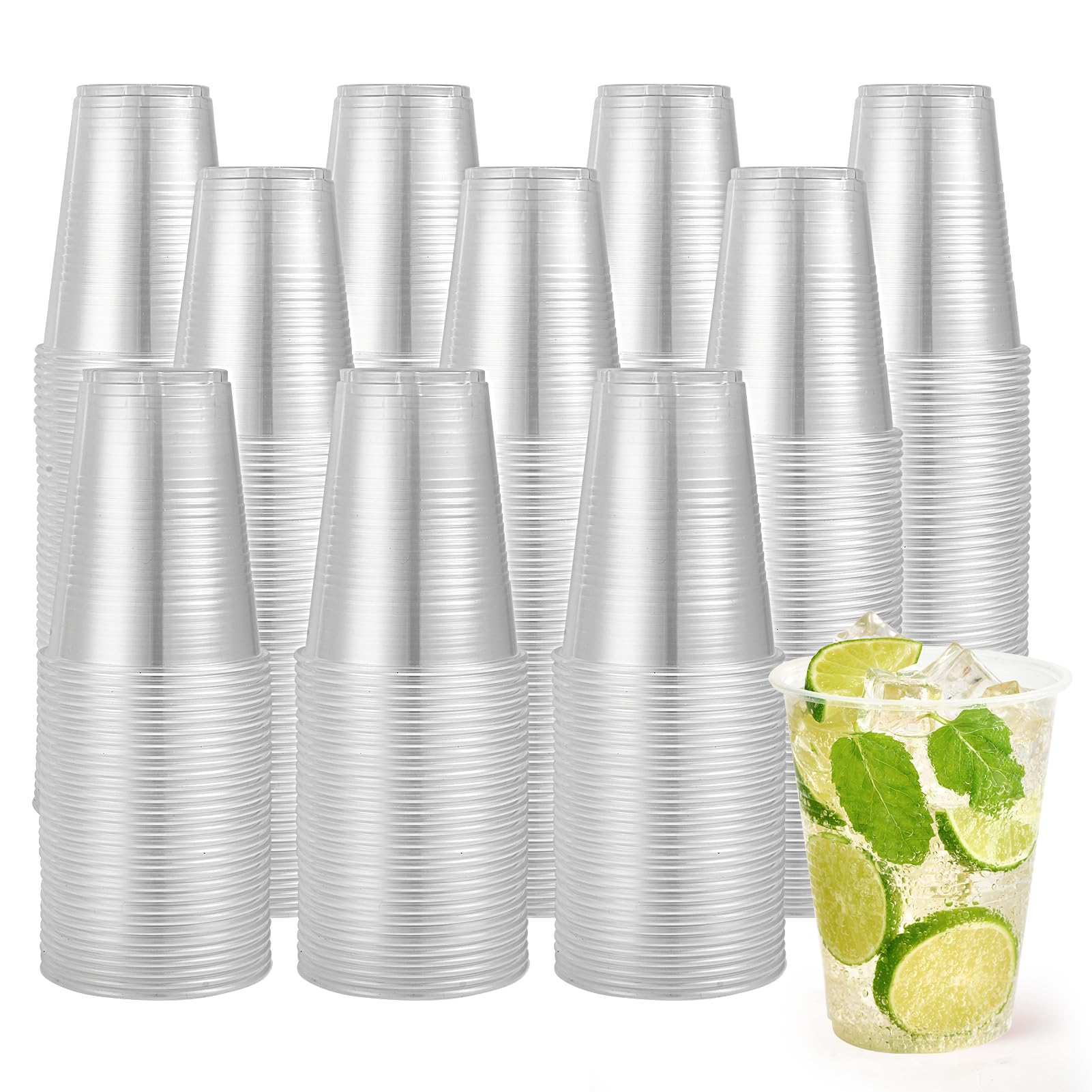 Photo 1 of Turbo Bee 1000 Pack 16oz Plastic Cups,Disposable Clear Drinking Cups,Hot and Cold Drink Container for Water, Juice, Soda,Coffee
