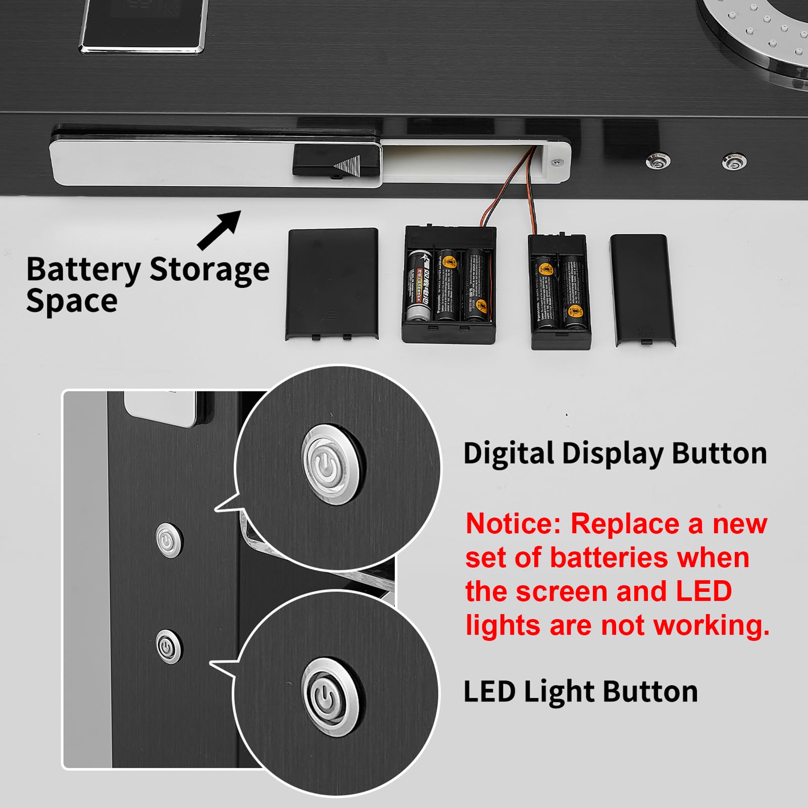 RUMOSE Matte Black Shower Panel Tower