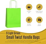 Thepaperbagstore 5 Light Green Small Paper Party Bags with Handles 18x22x8cm view 2