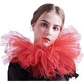 BLESSUME Victorian Retro Mesh Neck Ruff Ruffle Collar Layered Clown Neck Collar
