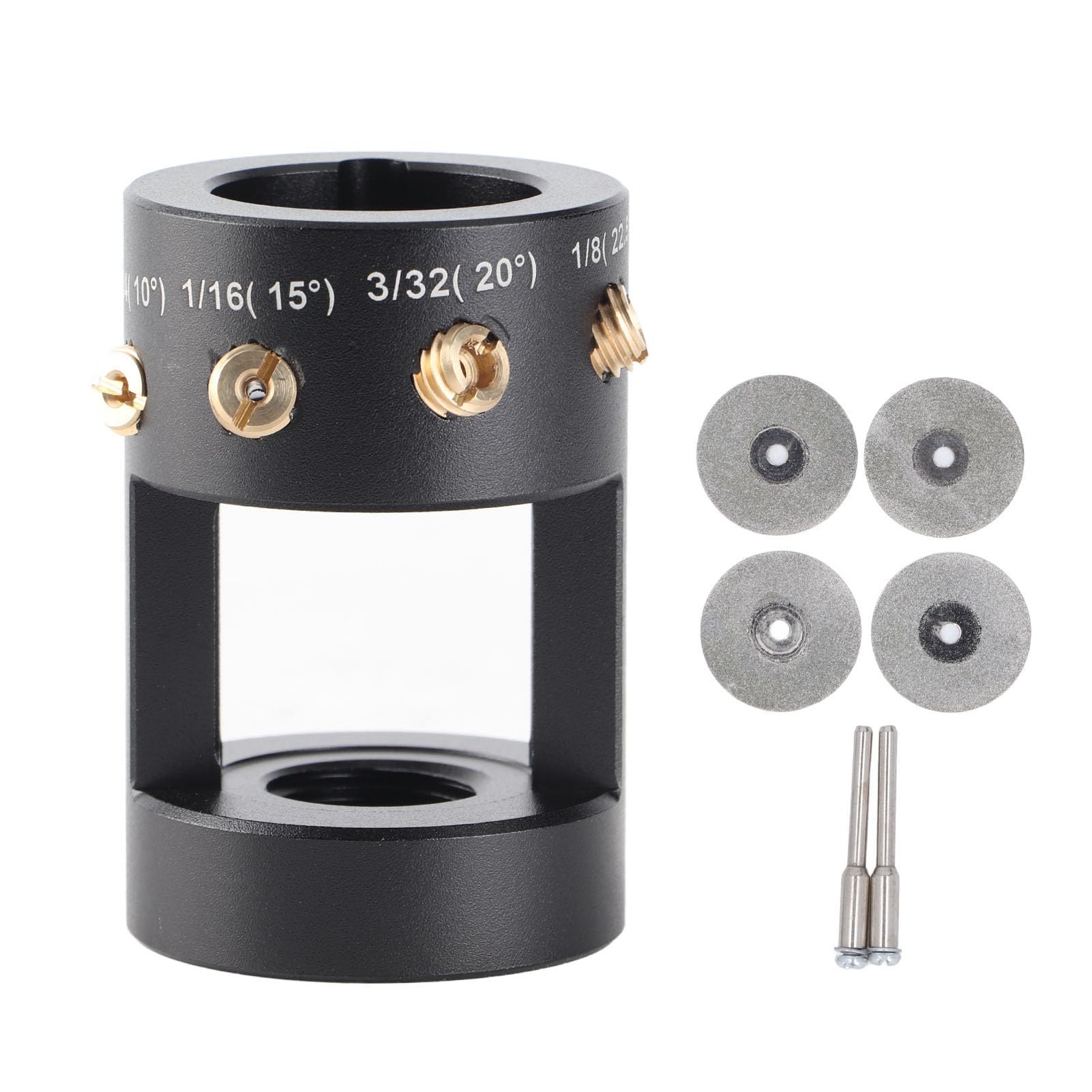 Aluminum TIG Sharpener Welding Tungsten Grinder Head Tool, TIG Welding Electrode Grinder Tool with 2pcs Connecting Rods 4pcs Grinding Wheels 1/16in 1/8in and 3/32in Tungsten Needles