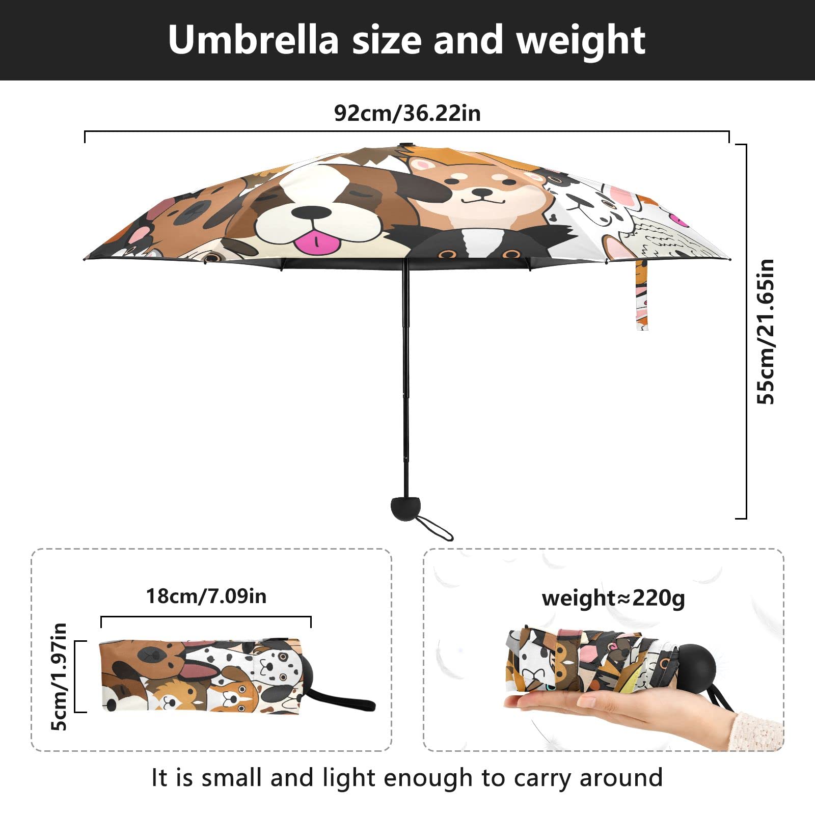 MRMIAN Folding Umbrella for Rain Sun Travel Mini Lightweight Compact Umbrellas
