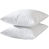 basic home 20x20 Decorative Throw Pillow Inserts-Down Feather Pillow Inserts-Square-Cotton Fabric-Set of 2-White.