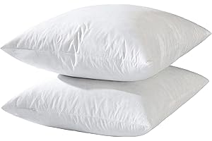 basic home 24x24 Euro Throw Pillow Inserts-Down Feather Pillow Inserts-Cotton Fabric-Set of 2-White.