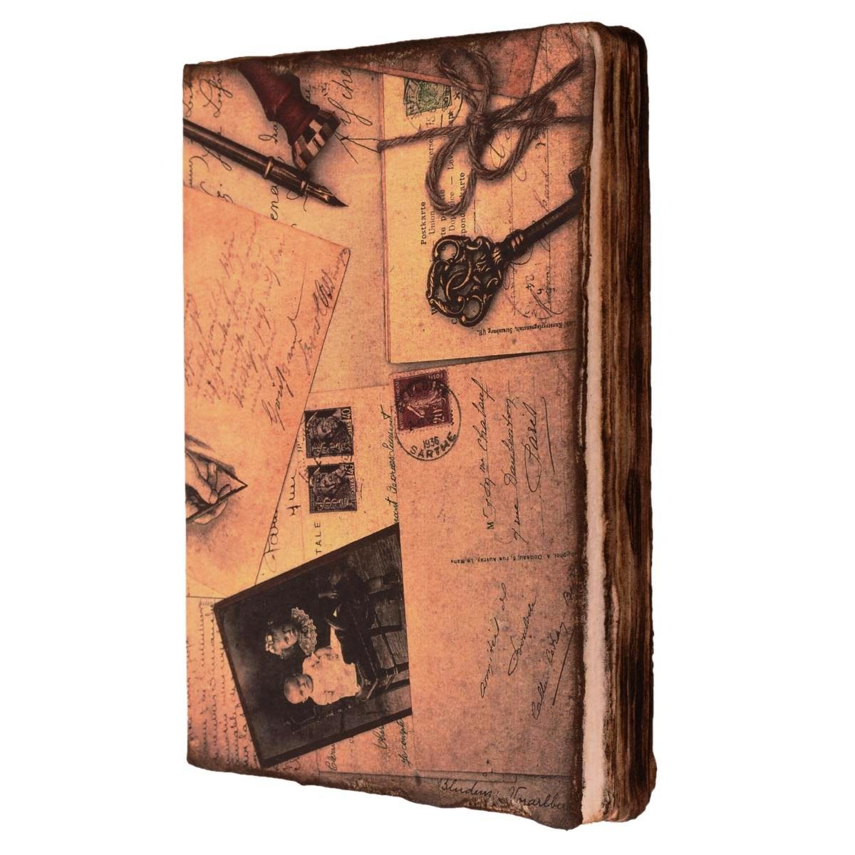 Purpledip Handmade Journal (Vintage Diary) 'Love Letters': Fire Burnt Handmade Paper Notebook; Unique Gift For Personal Memoir (11116)
