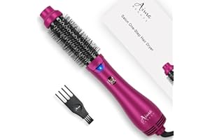 Aima Beauty One Step Hair Dryer & Volumizing Hot Air Brush, Ceramic Straightener Brush, Curler & Hot Comb 4 in 1 Salon Ionic Hair Brush, Rose Pink