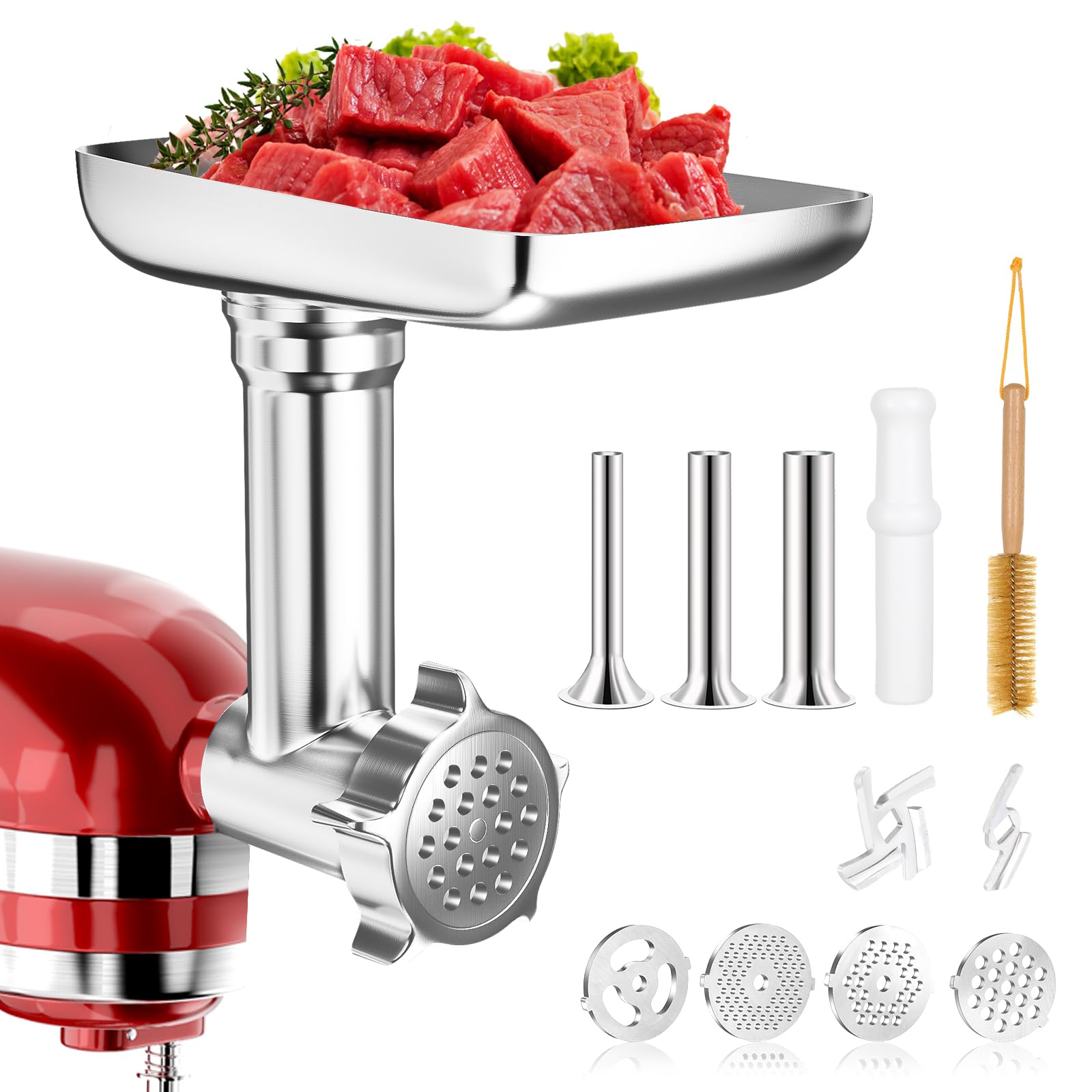 Photo 1 of Stainless Steel Food Grinder Attachments for KitchenAid Stand Mixers and Cuisinart Stand Mixers SM-50. Meat Grinders, Sausage Stuffer, Food Processor. Durable Perfect Attachments for Kitchen aid Mixer