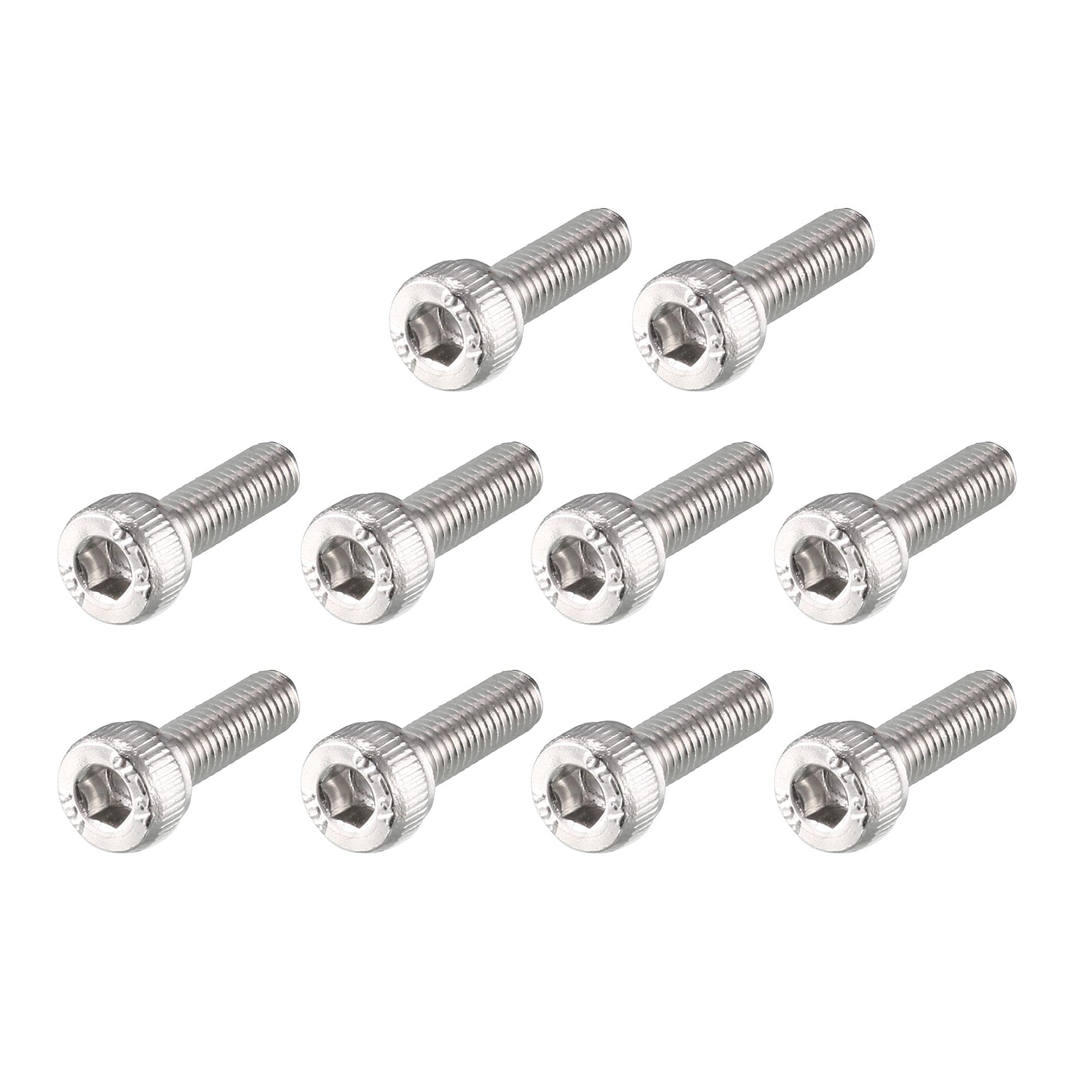 uxcell M3x10mm Thread 304 Stainless Steel Hex Socket Head Cap Screw Bolt DIN912 55pcs