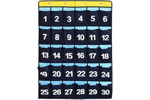NIMES Numbered Organizer Classroom Pocket Chart for Cell Phones Calculators Holders Blue (30 Pockets)