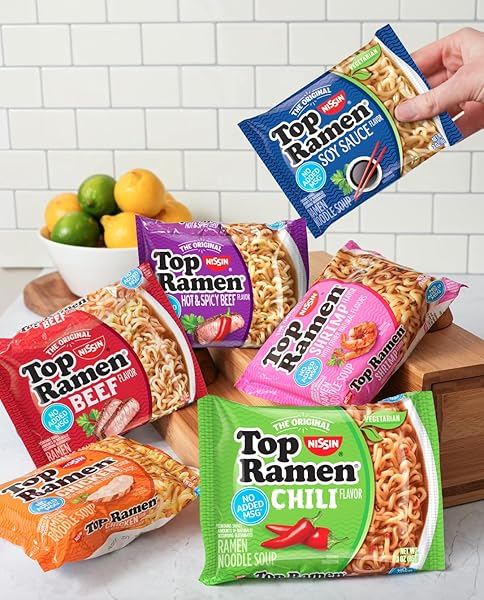 NISSIN TOP RAMEN NOODLE SOUP, CHILI, 3 OUNCE (PACK OF 24)