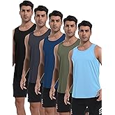 TELALEO 5 Pack Men's Workout Tank Tops Sleeveless Mesh Muscle Gym Shirt Quick Dry Black/Gray/Charcoal/Navy/Blue